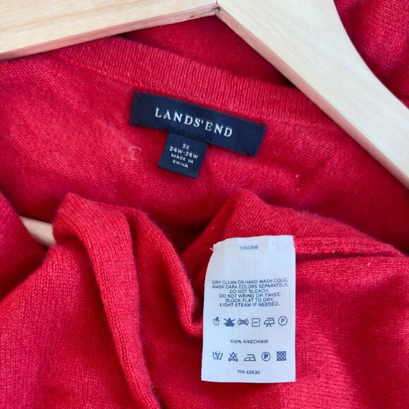Vintage Lands' End 100% Cashmere Red V-Neck Sweater| US 3X - Picture 10 of 10